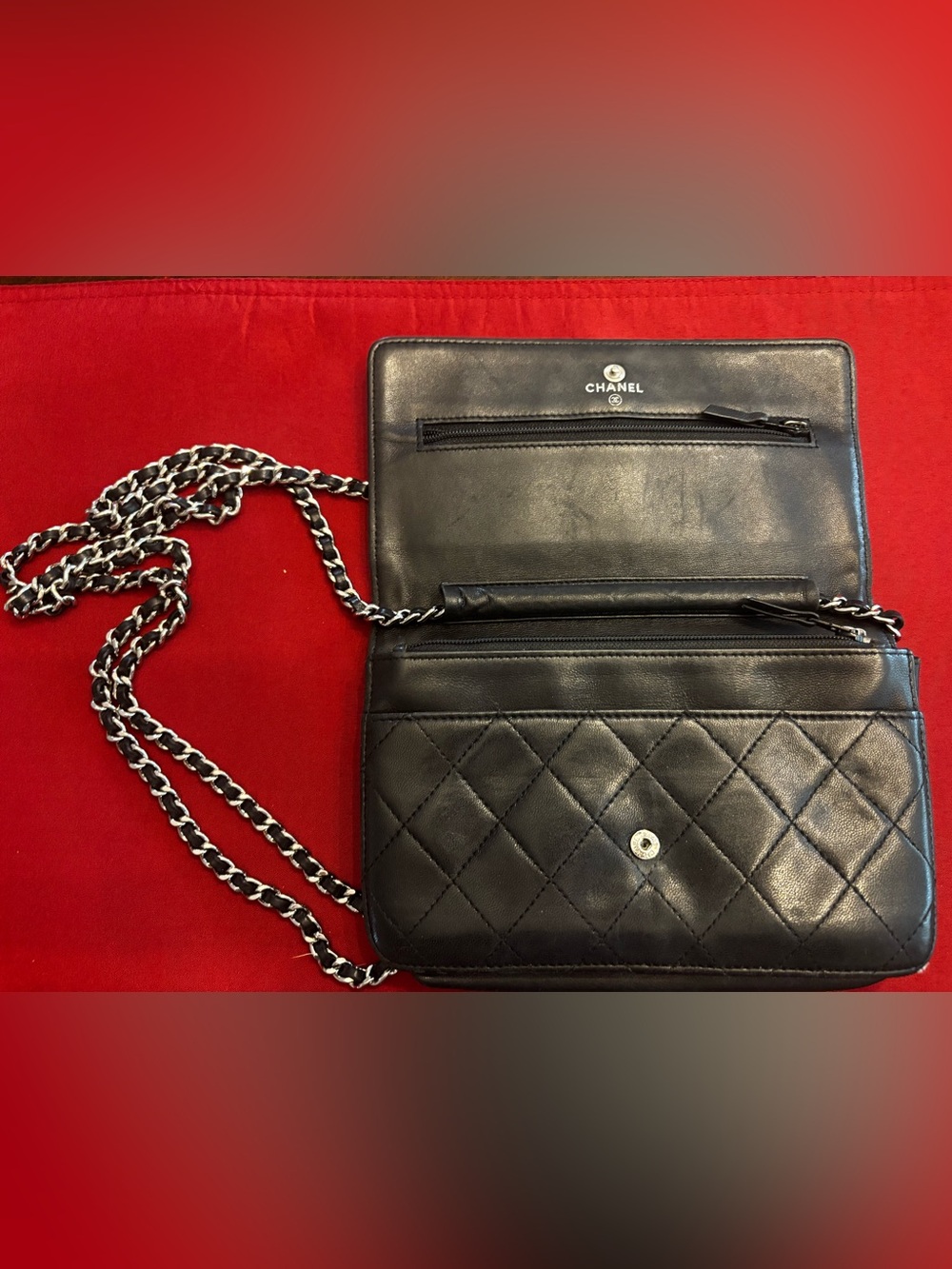 CHANEL Black Quilted Leather WOC w/ Silver Hardware - Authentic - Picture 8 of 13